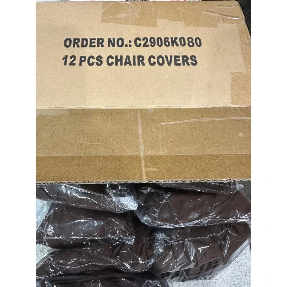 12 Pack Spandex Chair Covers‎ Banquet OS Brown New Stretch